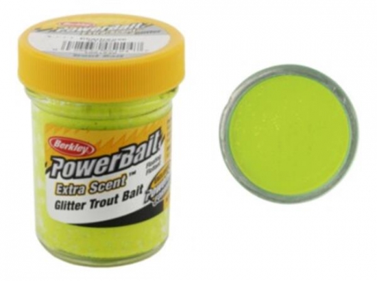 Powerbait Glitter Trout Bait Jar Chartreuse i gruppen Madding / Boilies, krogagn og forfoder / Lugttilsætning og ørred-dej hos Sportfiskeprylar.se (1004946)