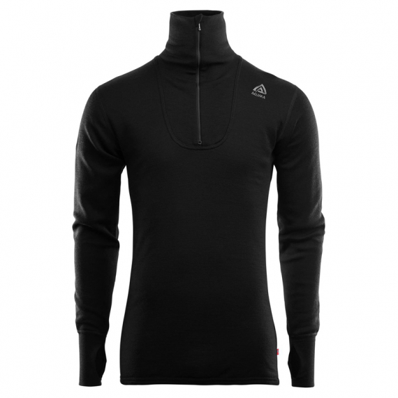Aclima DoubleWool Polo Shirt Zip Man Jet Black/Marengo - XL i gruppen Beklædning og fodtøj / Beklædning / Undertøj / Langærmede undertrøjer hos Sportfiskeprylar.se (105181)