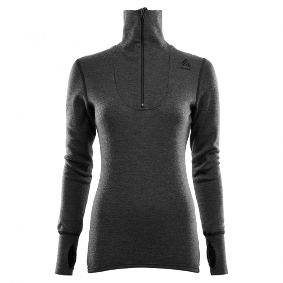 Aclima DoubleWool Polo Shirt Zip Woman Marengo/Jet Black - L i gruppen Beklædning og fodtøj / Beklædning / Undertøj / Langærmede undertrøjer hos Sportfiskeprylar.se (105201)
