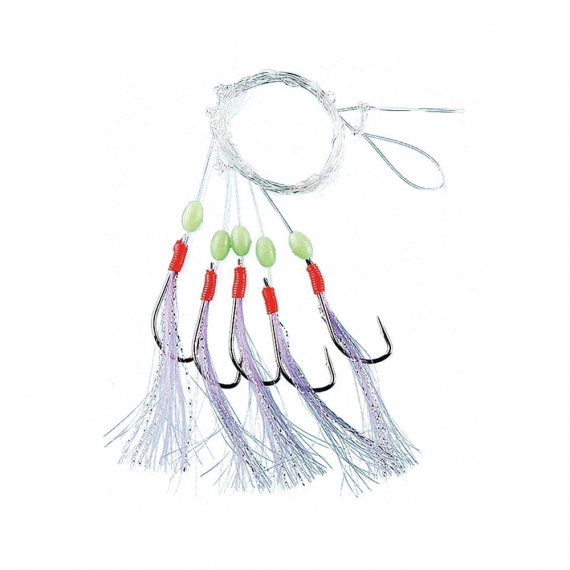 Fladen White Feather Flasher-rig w. glowing balls 3 Hooks, size 7/0 i gruppen Madding / Havfiskeri madding / Flasher rigs og rigs til havfiskeri hos Sportfiskeprylar.se (110-7-0)