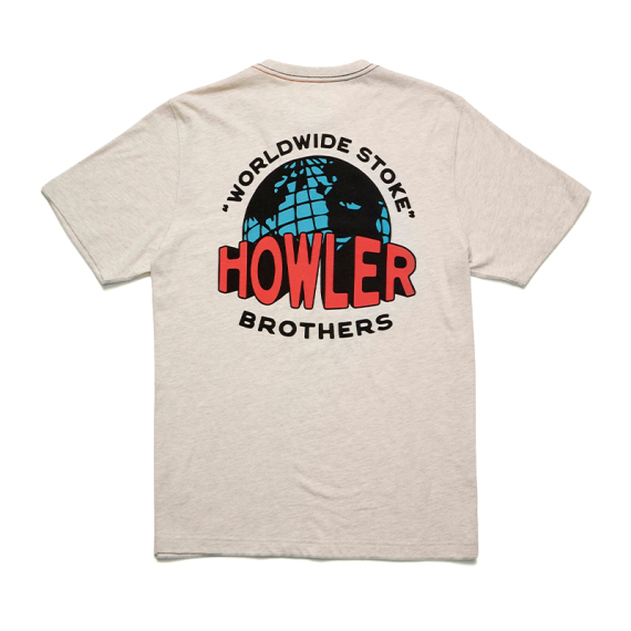 Howler Bro\'s Cotton T-Shirt Worldwide Howler Grey Heather i gruppen Beklædning og fodtøj / Beklædning / T-shirts hos Sportfiskeprylar.se (111325F-WOR-Sr)