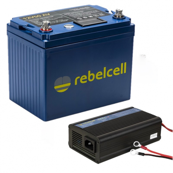 Rebelcell 12V50 AV l-ion Batteri (632 Wh) Med Laddare 12.6V10A Li-ion i gruppen Bådelektronik / Batterier og opladere / Batterier / Lithiumbatterier hos Sportfiskeprylar.se (12050AVREUAPaket)