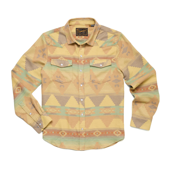 Howler Bro\'s Sheridan Flannel Mitla Motifs Old Gold i gruppen Beklædning og fodtøj / Beklædning / Skjorter hos Sportfiskeprylar.se (122025F-GOL-Sr)