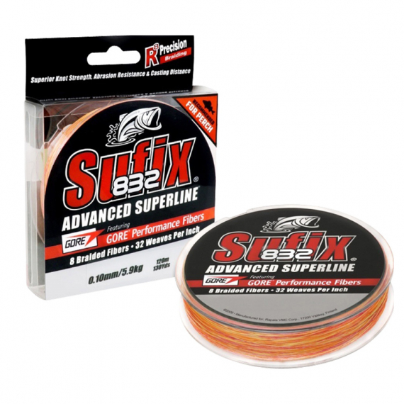 Sufix 832 Braid Fire Camo 120m - 0.15mm i gruppen Snøre / Multifilament hos Sportfiskeprylar.se (123342NO)
