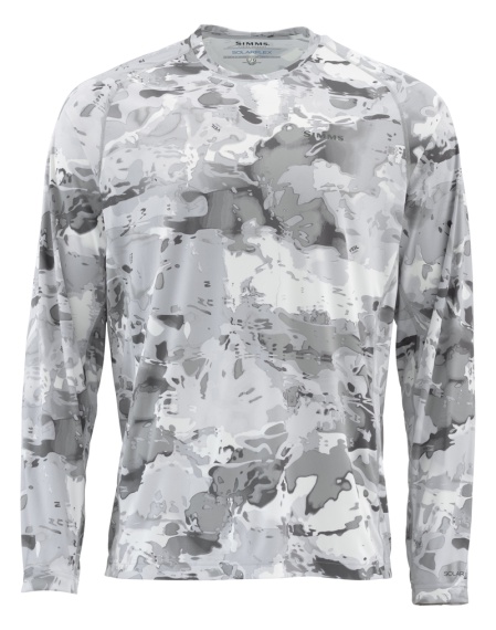 Simms Solarflex Crewneck Prints Cloud Camo Grey i gruppen Beklædning og fodtøj / Beklædning / Sweatere / Sweatshirts hos Sportfiskeprylar.se (12727-069-20r)