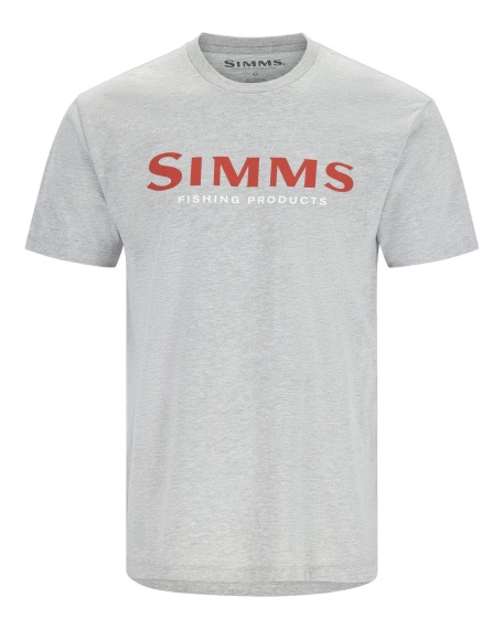 Simms Logo T-Shirt Grey Heather Crimson i gruppen Beklædning og fodtøj / Beklædning / T-shirts hos Sportfiskeprylar.se (12803-2023-20r)