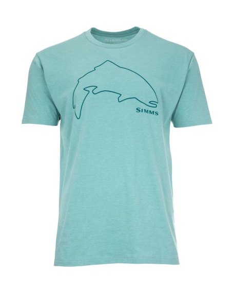 Simms Trout Outline T-Shirt Oil Blue Heather i gruppen Beklædning og fodtøj / Beklædning / T-shirts hos Sportfiskeprylar.se (13519-676-20r)