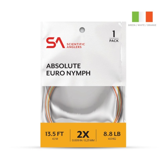 SA Absolute Euro Nymph Leader 30\' 4X (0,18 mm) i gruppen Kroge og endegrej / Ledere og Forfangsmateriale / Færdiglavede forfang / Tapered forfang hos Sportfiskeprylar.se (140935r)