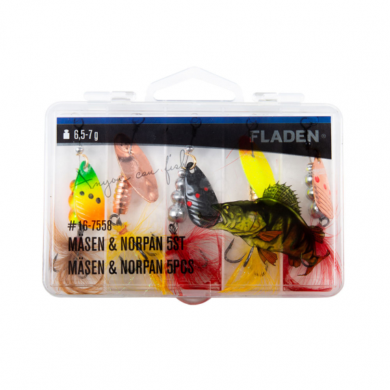 Fladen Mäsen & Norpan 5pcs 6,5-7g In Plastic Box i gruppen Madding / Inline spinnere hos Sportfiskeprylar.se (16-7558)