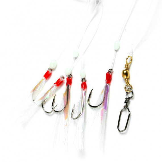 Fladen Feather Rig White with Flash and White Beads i gruppen Madding / Havfiskeri madding / Flasher rigs og rigs til havfiskeri hos Sportfiskeprylar.se (17-112-1-0r)