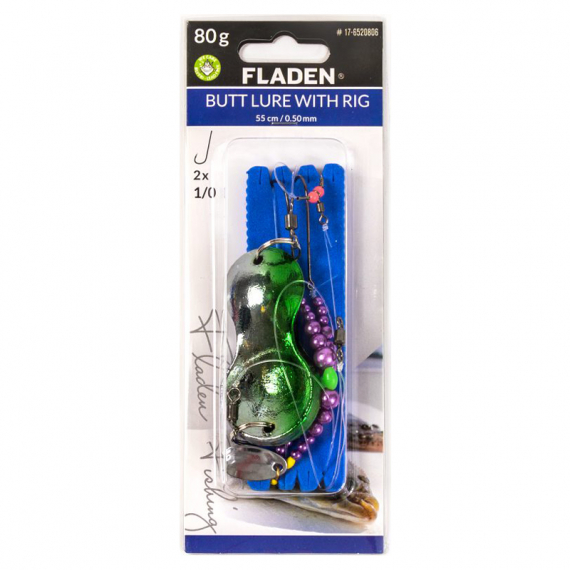 Fladen Butt Lure with Pearl Spoon 100g 55cm line 0.50mm 1/0 - Green