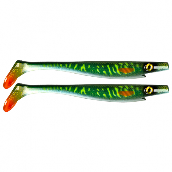 Pig Shad Junior 20cm - Green Motoroil Pike UV i gruppen Madding / Softbaits / Gedde softbaits hos Sportfiskeprylar.se (29-SP172C-MN3)