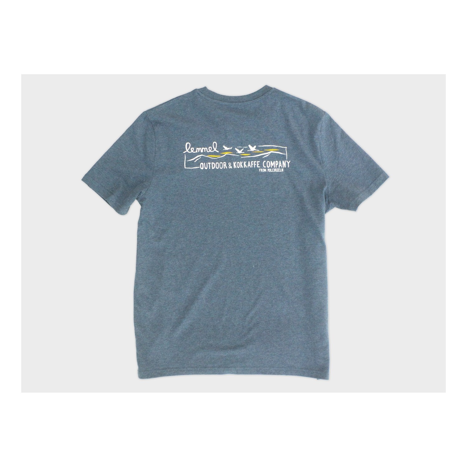 Lemmel T-shirt Lemmel Outdoor Co. Heather blue, with backprint i gruppen Beklædning og fodtøj / Beklædning / T-shirts hos Sportfiskeprylar.se (3010115-6034r)