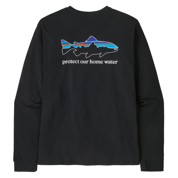Patagonia M\'s L/S Home Water Trout Responsibili-Tee BLK i gruppen Beklædning og fodtøj / Beklædning / Sweatere / Langærmede T-shirts hos Sportfiskeprylar.se (37574-BLKr)