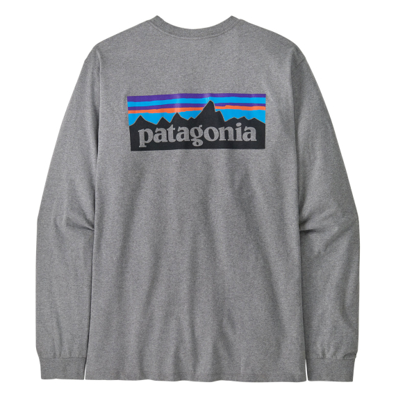 Patagonia M\'s L/S P-6 Logo Responsibili-Tee Gravel Heather i gruppen Beklædning og fodtøj / Beklædning / Sweatere / Langærmede T-shirts hos Sportfiskeprylar.se (38518-GLH-Sr)