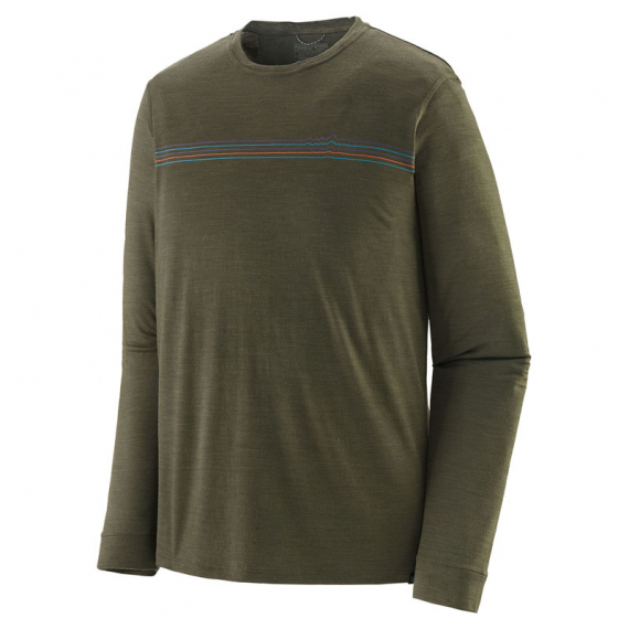 Patagonia M\'s L/S Cap Cool Merino Graphic Shirt Fitz Roy Fader: Basin Green i gruppen Beklædning og fodtøj / Beklædning / Sweatere / Langærmede T-shirts hos Sportfiskeprylar.se (44585-FFBAr)