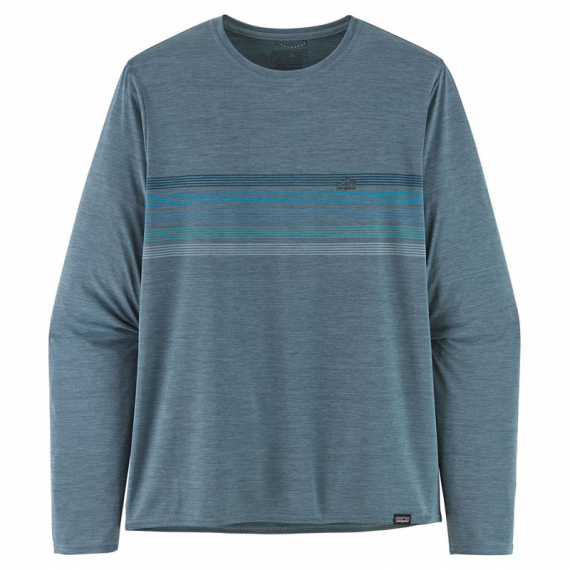 Patagonia M\'s L/S Cap Cool Daily Graphic Shirt Line Logo Ridge Stripe: Light Plume Grey X-Dye i gruppen Beklædning og fodtøj / Beklædning / Sweatere / Langærmede T-shirts hos Sportfiskeprylar.se (45190-LIPX-Sr)
