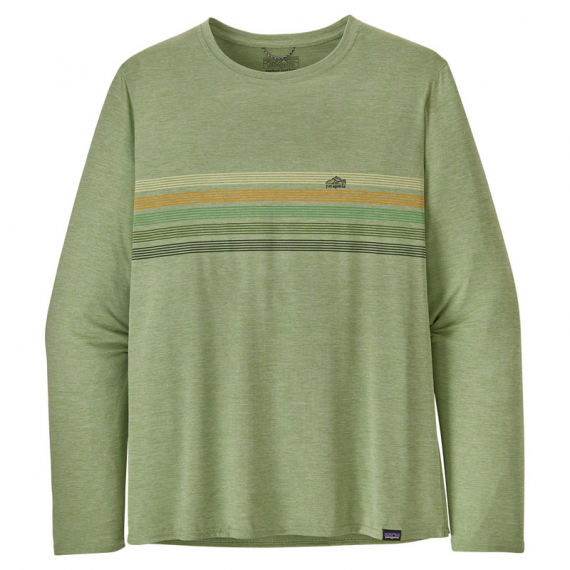 Patagonia M\'s L/S Cap Cool Daily Graphic Shirt Line Logo Ridge Stripe: Salvia Green X-Dye i gruppen Beklædning og fodtøj / Beklædning / Sweatere / Langærmede T-shirts hos Sportfiskeprylar.se (45190-LSGXr)