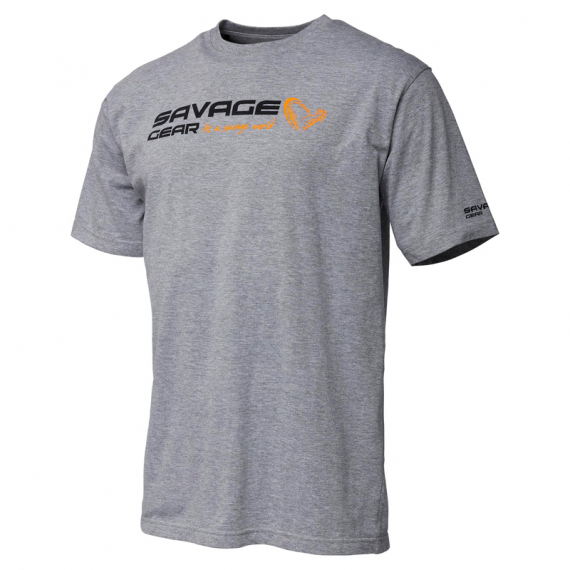 Savage Gear Signature Logo T-Shirt, Grey Melange i gruppen Beklædning og fodtøj / Beklædning / T-shirts hos Sportfiskeprylar.se (73649r)