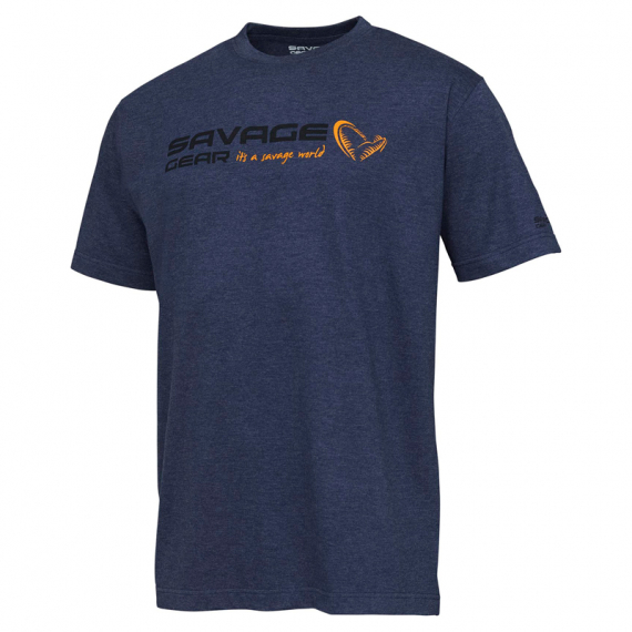Savage Gear Signature Logo T-Shirt, Blue Melange i gruppen Beklædning og fodtøj / Beklædning / T-shirts hos Sportfiskeprylar.se (73654r)