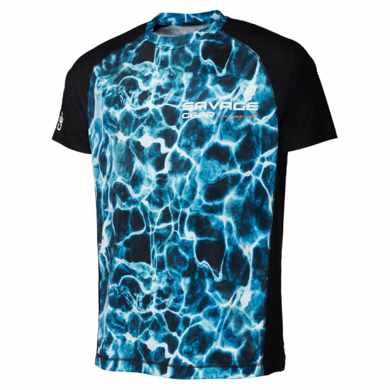 Savage Gear Marine UV T-Shirt, Sea Blue i gruppen Beklædning og fodtøj / Beklædning / T-shirts hos Sportfiskeprylar.se (73669r)