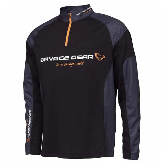 Savage Gear Tournament Gear Shirt 1/2 Zip, Black Ink i gruppen Beklædning og fodtøj / Beklædning / Sweatere / Langærmede T-shirts hos Sportfiskeprylar.se (73682r)
