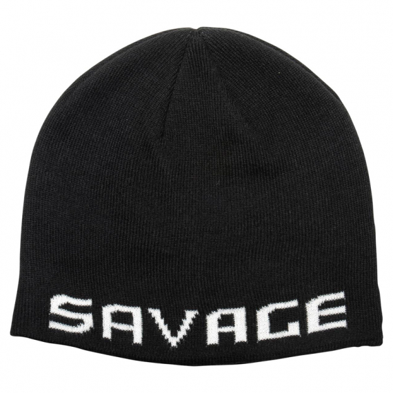 Savage Gear Logo Beanie, Black/White i gruppen Beklædning og fodtøj / Kasketter og hovedbeklædning / Huer og hatte hos Sportfiskeprylar.se (73739)