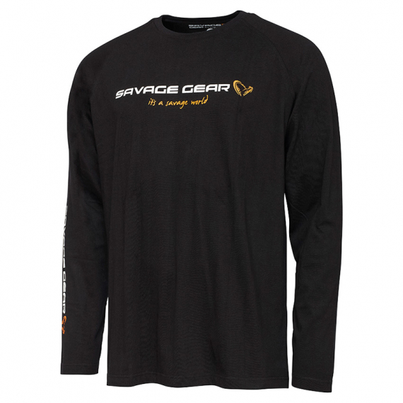 Savage Gear Signature Logo Long Sleeve T-Shirt Black Caviar i gruppen Beklædning og fodtøj / Beklædning / Sweatere / Langærmede T-shirts hos Sportfiskeprylar.se (73909r)