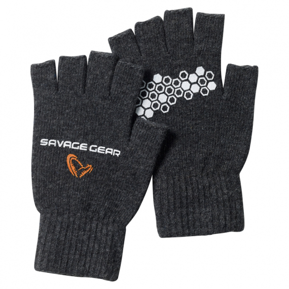 Savage Gear Knitted Half Finger Glove Dark Grey Melange i gruppen Beklædning og fodtøj / Beklædning / Handsker hos Sportfiskeprylar.se (76550r)