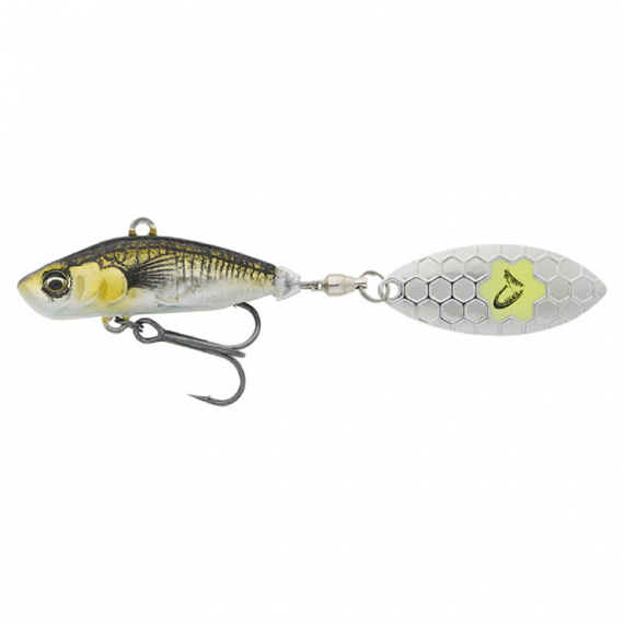 Savage Gear 3D Sticklebait Tailspin 8cm, 18g Sinking - Green Silver Ayu i gruppen Madding / Læbeløse crankbaits hos Sportfiskeprylar.se (76818)