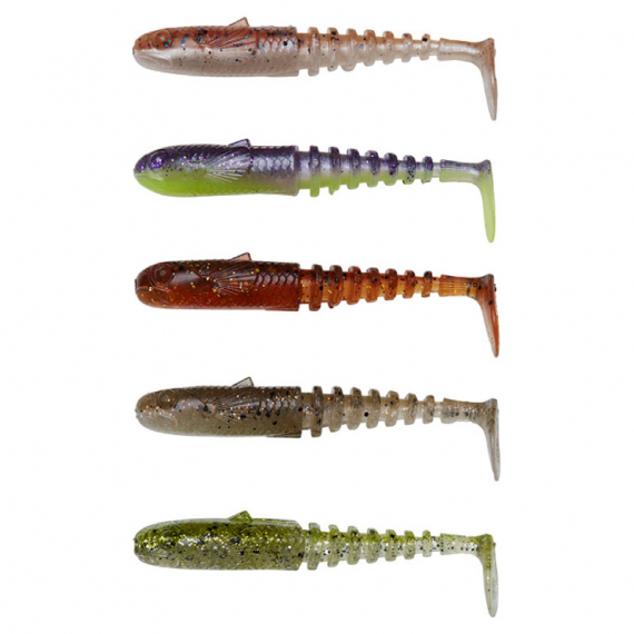 Savage Gear Gobster Shad 9cm 9g (5-Pack) - Clear Water Mix i gruppen Madding / Softbaits / Aborre softbaits og sandard softbaits hos Sportfiskeprylar.se (76954)