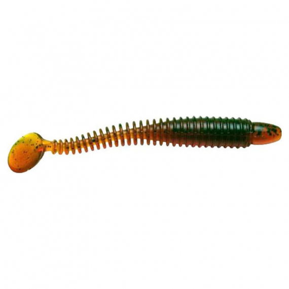 Swimmin Ribster 10cm - Motor Oil Pepper (9pcs) i gruppen Madding / Softbaits / Vertikale softbaits hos Sportfiskeprylar.se (78-SR45-214)