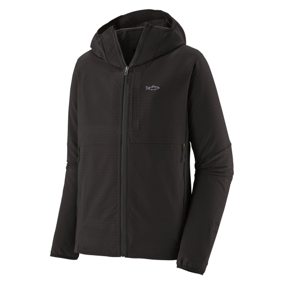 Patagonia M\'s R1 TechFace Fitz Roy Trout Hoody Black i gruppen Beklædning og fodtøj / Beklædning / Jakker / Skaljakker hos Sportfiskeprylar.se (81786-BLK-Lr)