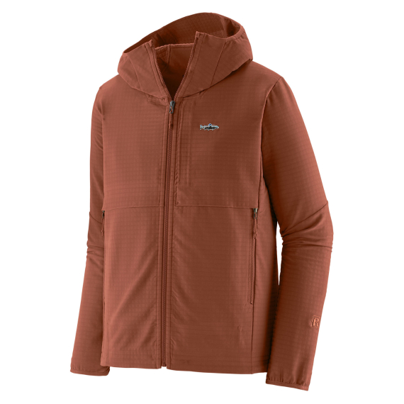 Patagonia M\'s R1 TechFace Fitz Roy Trout Hoody Sisu Brown i gruppen Beklædning og fodtøj / Beklædning / Sweatere / Fleecesweatere hos Sportfiskeprylar.se (81786-SIBR-Sr)