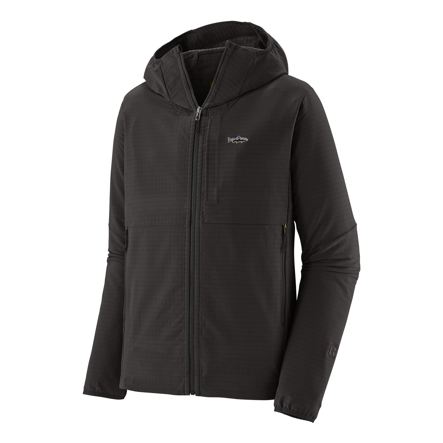 Patagonia M\'s R1 TechFace Fitz Roy Trout Hoody BLK i gruppen Beklædning og fodtøj / Beklædning / Jakker / Windstopper hos Sportfiskeprylar.se (81787-BLK-XXLr)