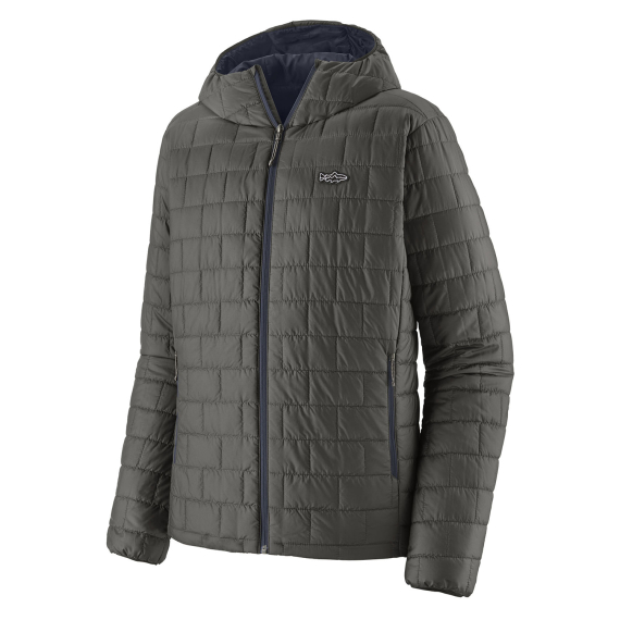 Patagonia M\'s Nano Puff Fitz Roy Trout Hoody Forge Grey i gruppen Beklædning og fodtøj / Beklædning / Jakker / Dun- og syntetforede jakker hos Sportfiskeprylar.se (84456-FGE-Lr)