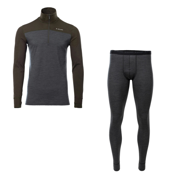 Aclima LightWool 180 Polo w/zip & Longs M\'s Tarmac/Marengo i gruppen Beklædning og fodtøj / Beklædning / Undertøj hos Sportfiskeprylar.se (ACLLW180SET)