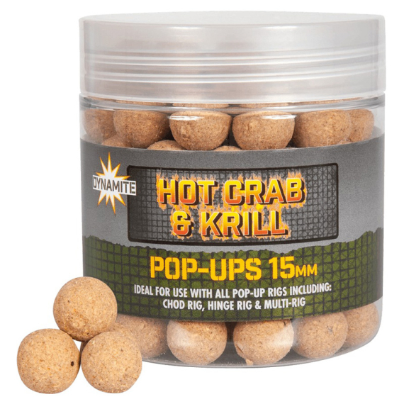 Dynamite Baits Big Fish Hot Crab & Krill Pop-Ups 15mm i gruppen Madding / Boilies, krogagn og forfoder / Popups & Wafters hos Sportfiskeprylar.se (ADY041647)