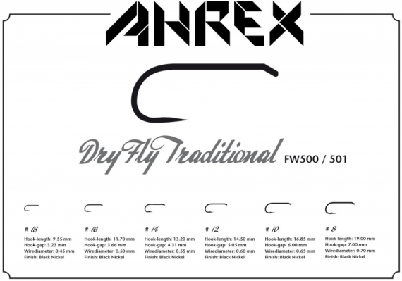 Ahrex FW500 - Dry Fly Traditional #16 i gruppen Kroge og endegrej / Kroge / Fluebinding kroge hos Sportfiskeprylar.se (AFW50016)