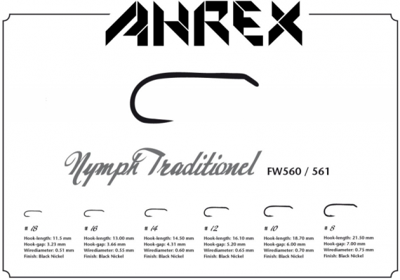 Ahrex FW561 - Nymph Traditional - Barbless #8 i gruppen Kroge og endegrej / Kroge / Fluebinding kroge hos Sportfiskeprylar.se (AFW561-8)