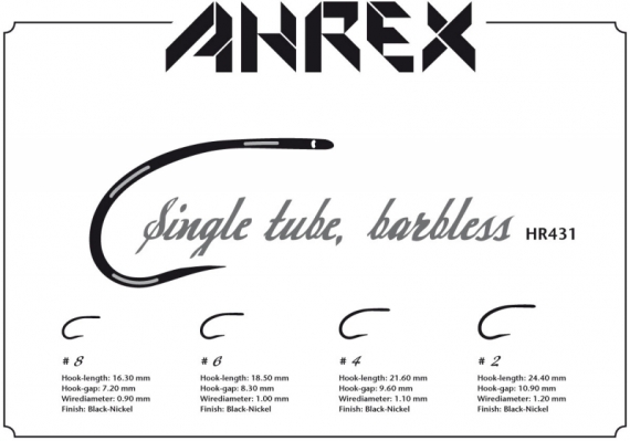 Ahrex HR431 - Tube Single Barbless #2 i gruppen Kroge og endegrej / Fluebinding / Fluebindingsmateriale / Tubekroge hos Sportfiskeprylar.se (AHR431-2)