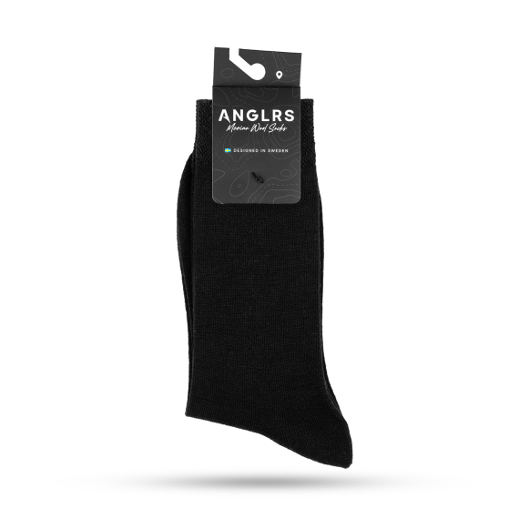 Anglrs Merino Wool Socks Black 41-46 1-pack i gruppen Beklædning og fodtøj / Beklædning / Undertøj / Sokker hos Sportfiskeprylar.se (AMWB41461)