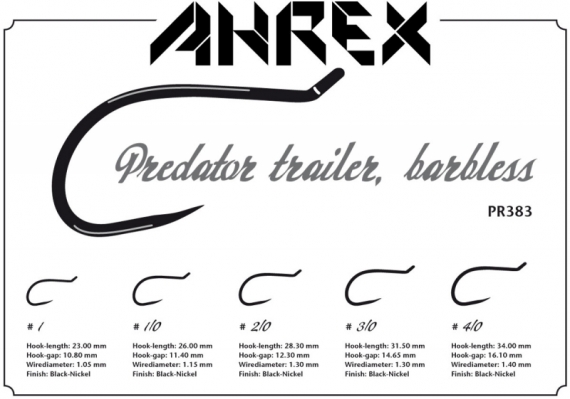 Ahrex PR383 - Predator Trailer Hook, Barbless #2/0 i gruppen Kroge og endegrej / Kroge / Fluebinding kroge hos Sportfiskeprylar.se (APR383-2_0)
