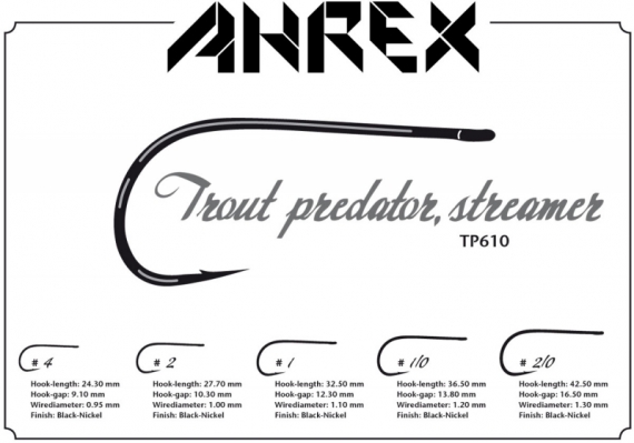Ahrex TP610 - Trout Predator Streamer #1/0 i gruppen Kroge og endegrej / Kroge / Fluebinding kroge hos Sportfiskeprylar.se (ATB610-1_0)