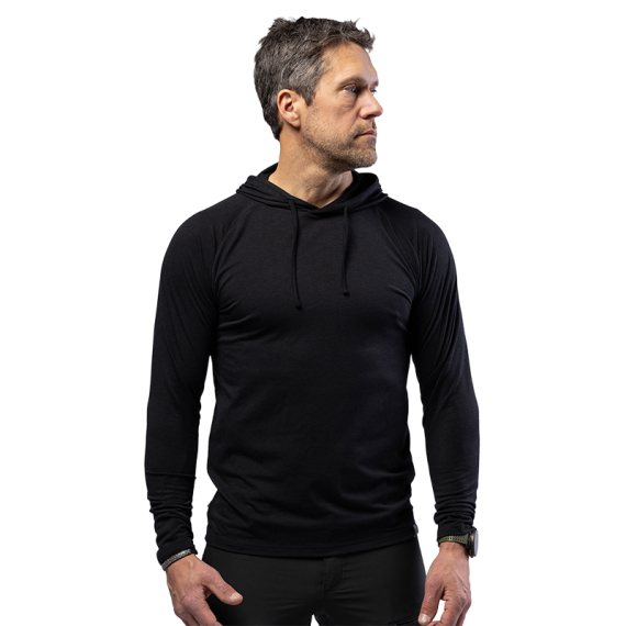 Beyond Nordic BN213 M\'s Light Merino Hoodie Onyx Black i gruppen Beklædning og fodtøj / Beklædning / Undertøj / Langærmede undertrøjer hos Sportfiskeprylar.se (BN213-M-BLACK-2XLr)