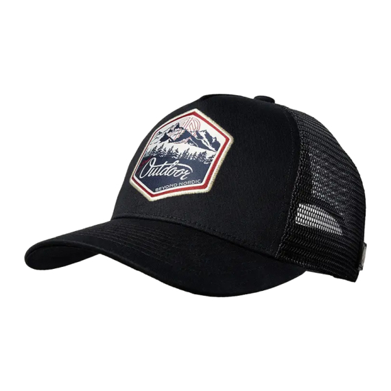 Beyond Nordic BN215 Great Outdoor Trucker Cap G-Black i gruppen Beklædning og fodtøj / Kasketter og hovedbeklædning / Kasketter / Trucker caps hos Sportfiskeprylar.se (BN215-G-BLACK-OS)