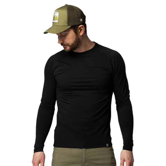 Beyond Nordic BN219 M\'s Light Merino LS Crew Onyx Black i gruppen Beklædning og fodtøj / Beklædning / Undertøj / Langærmede undertrøjer hos Sportfiskeprylar.se (BN219-M-BLACK-Lr)