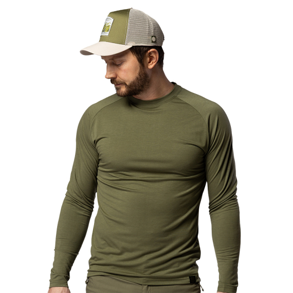 Beyond Nordic BN219 M\'s Light Merino LS Crew Moss Green i gruppen Beklædning og fodtøj / Beklædning / Undertøj / Langærmede undertrøjer hos Sportfiskeprylar.se (BN219-M-MOSS-Lr)