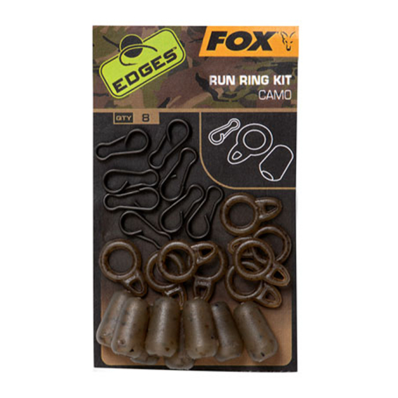 Fox Edges Camo Run Ring Kit 8-pack i gruppen Kroge og endegrej / Rig tilbehør / Andet rigtilbehør hos Sportfiskeprylar.se (CAC772)