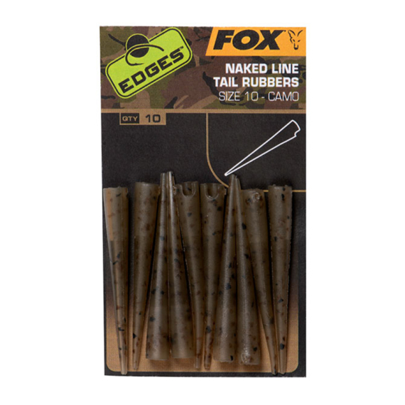 Fox Edges Camo Naked Line Tail Rubbers Size 10 10-pack i gruppen Kroge og endegrej / Rig tilbehør / Andet rigtilbehør hos Sportfiskeprylar.se (CAC777)